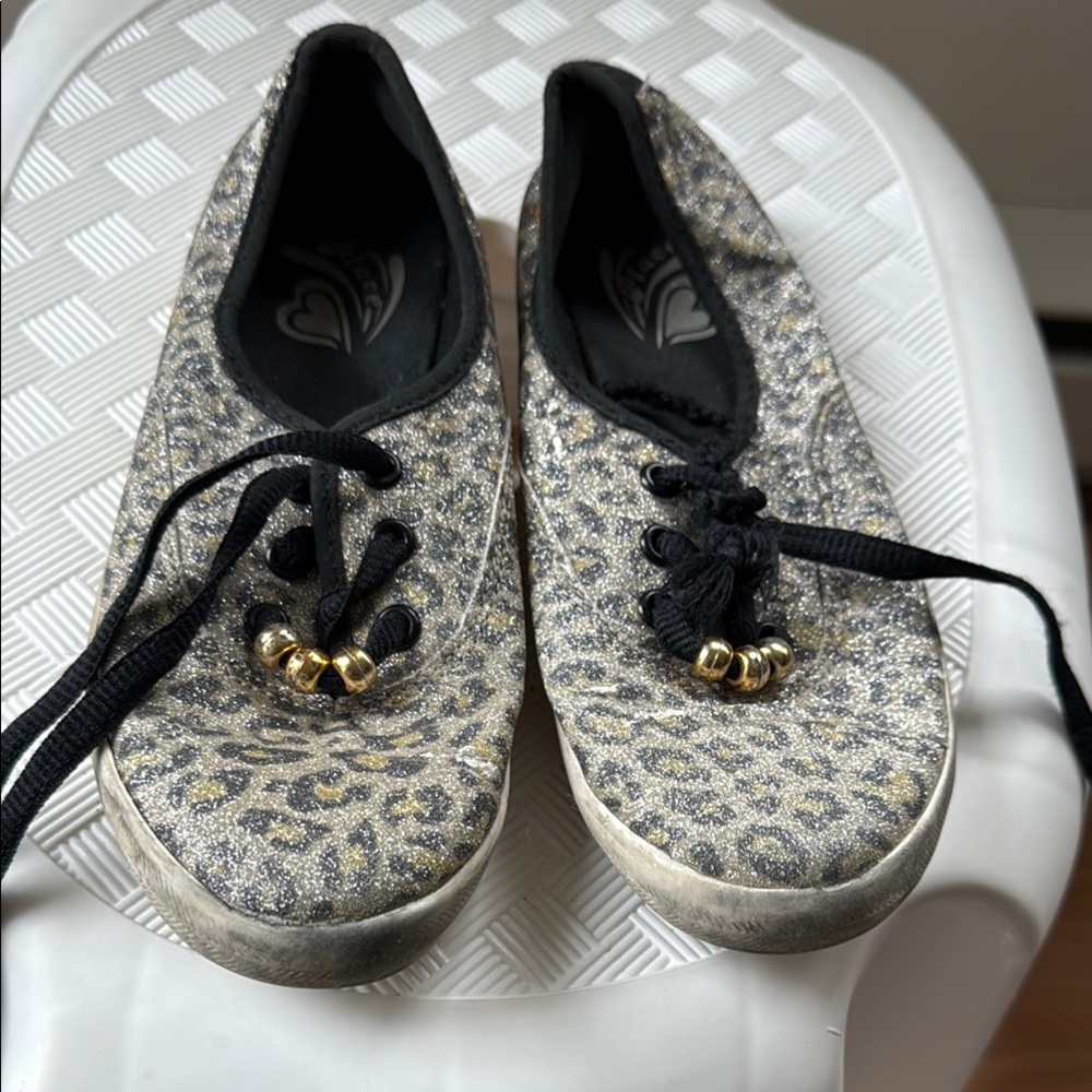 Leopard Print Glitter Sneakers